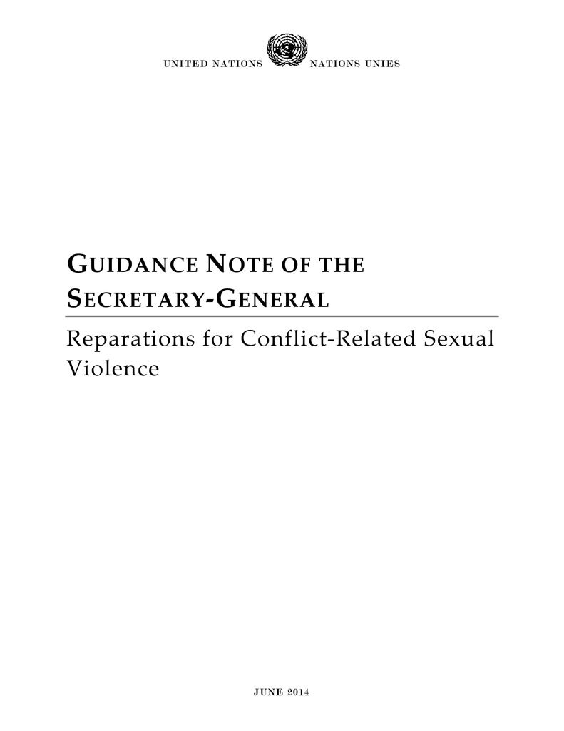 Guidance note of the United Nations Secretary-General: Reparations for conflict‐related sexual violence