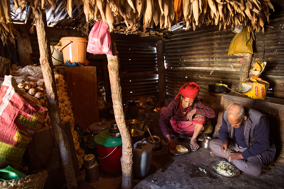 Sunbeams trickle through little holes on the tin wall of her small hut. Photo: UN Women/N. Shrestha