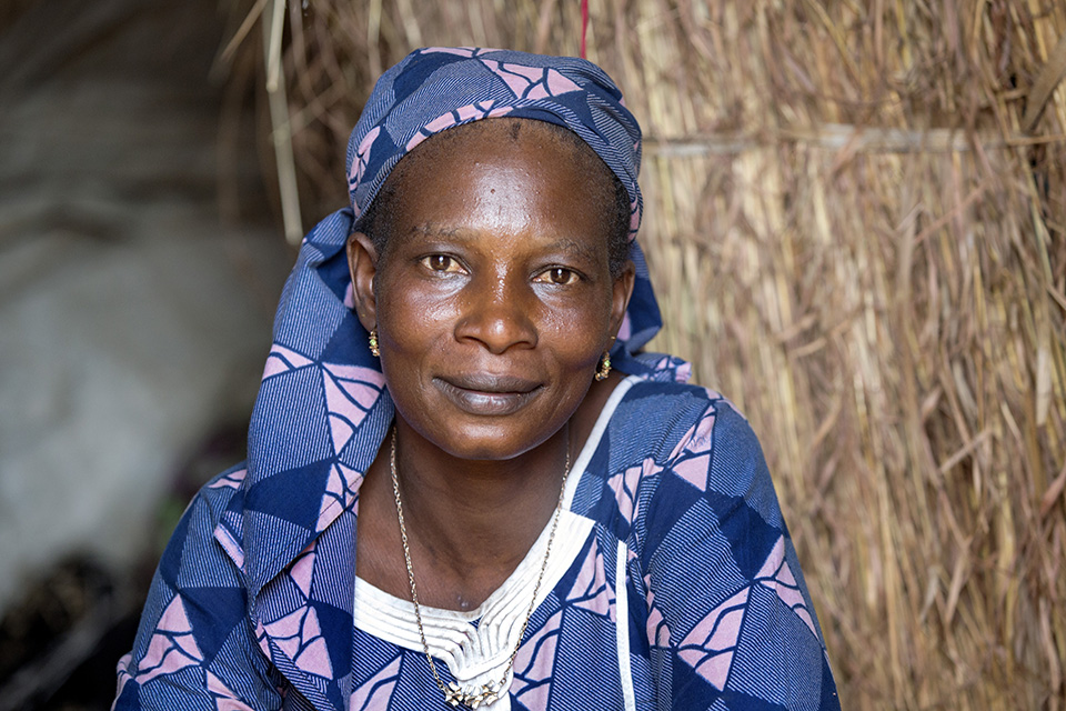 Nene Daouda is a 38-year-old widow who lost her husband in CAR during the war. Photo: UN Women/Ryan Brown