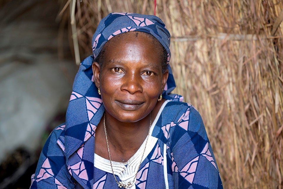 Nene Daouda is a 38-year-old widow who lost her husband in CAR during the war. Photo: UN Women/Ryan Brown