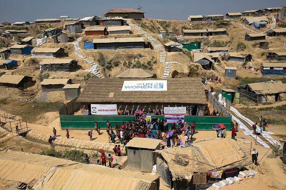 a Multi-Purpose Women’s Centre inside the camp, supported by UN Women, provides support for the most vulnerable and marginalized women and girls, in particular, women from female-headed households, elderly women and adolescent girls.