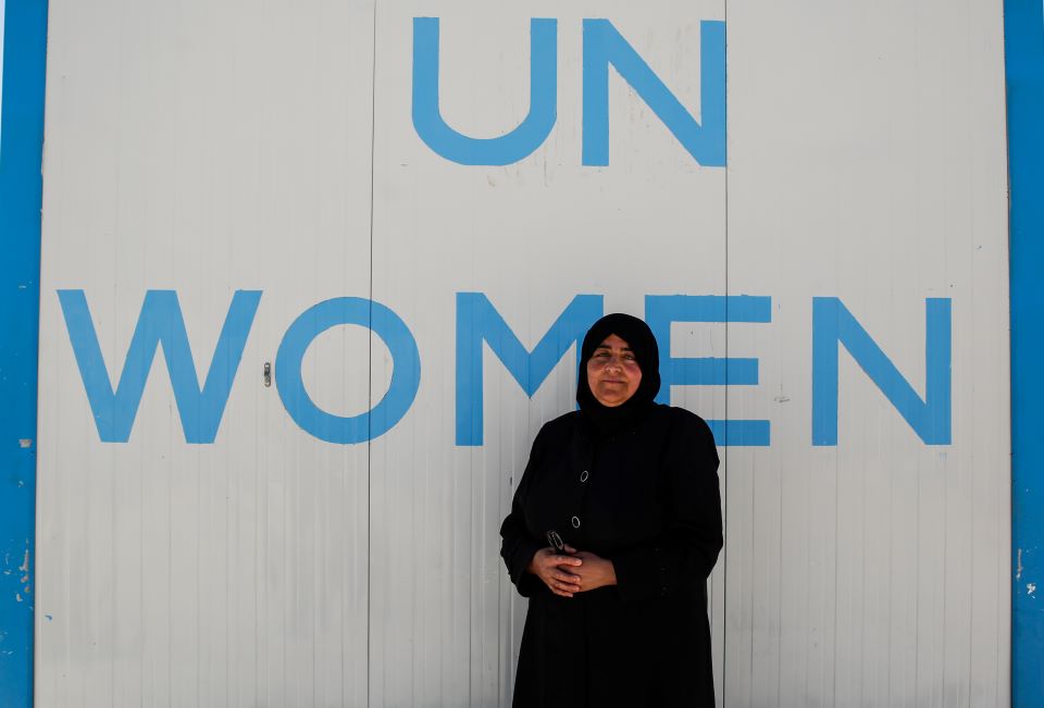 Fatima Alhaj, 50, is utilizing her passion for teaching at the UN Women Oasis to empower children and women to succeed. Photo: UN Women/Lauren Rooney