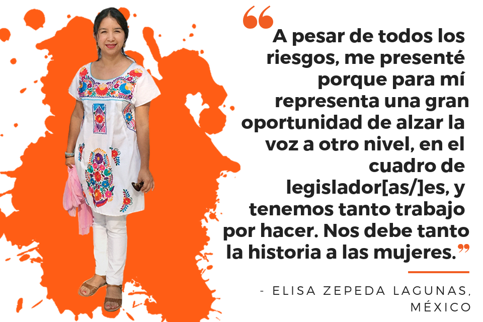  A pesar de todos los riesgos, me presenté porque para mí representa una gran oportunidad de alzar la voz a otro nivel, en el cuadro de legislador[as/]es, y tenemos tanto trabajo por hacer. Nos debe tanto la historia a las mujeres. 