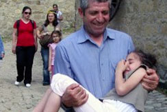 Father holding daughter in Turkey
