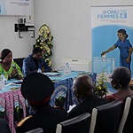 Panel discussion with traditional and religious leaders, UN system partners and representatives of the Cameroon's political parties in September 2013. Photo: UN Women