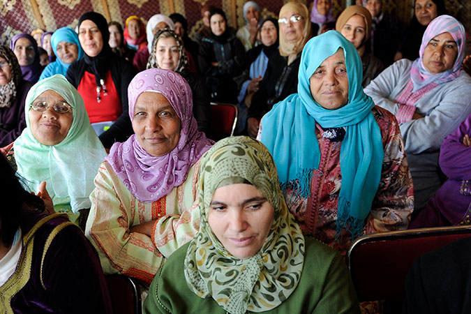 On the last day of her trip to Morocco to commemorate International Women’s Day, UN Women Executive Director Michelle Bachelet, met with rural women of the Soulalyates ethnic group, who have been striving for inheritance and property rights. Photo: UN Women/Karim Selmaoui