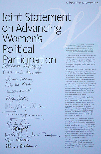Joint statement on advancing women's political participation