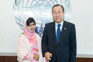 Malala meets Ban Ki-moon