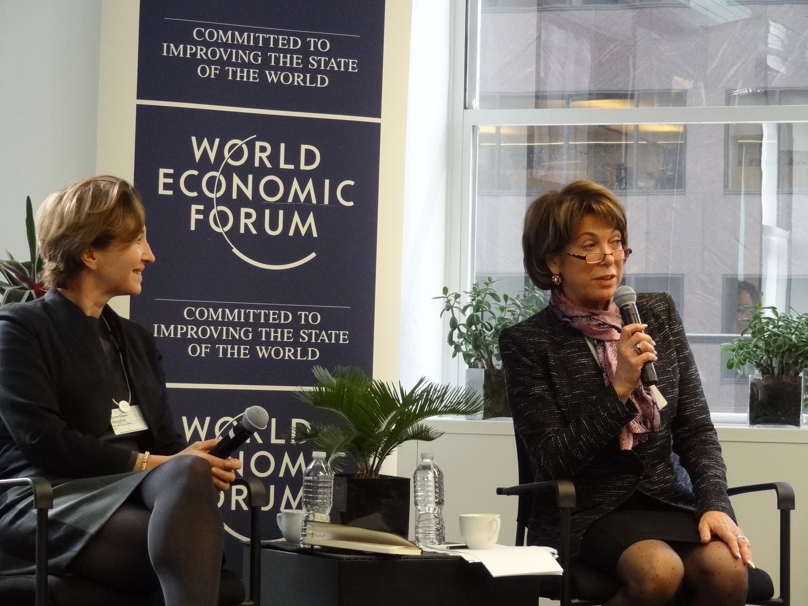 Anne-Marie Slaughter and Laura Tyson at the launch of the Global Gender Gap Report. Photo: World Economic Forum 