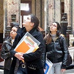 Uruguay young women leaders looking up