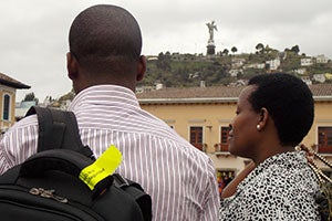 Ms. Hope Tumukunde, Vice Mayor of Kigali, visiting the old town of Quito. Photo: UN Women