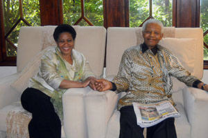 UN Women Executive Director Phumzile Mlambo-Ngcuka meets with Nelson Mandela.   Photo: Noah Selowe