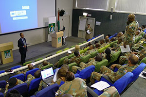 Major General Patrick Cammaert conducted a course for peacekeepers at Pretoria’s Peace Mission Training Centre in South Africa, from 29-30 July 2013.