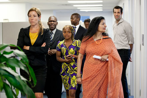 Raquelina did a short tour of the UN Women office. Photo: UN Women/Ryan Brown