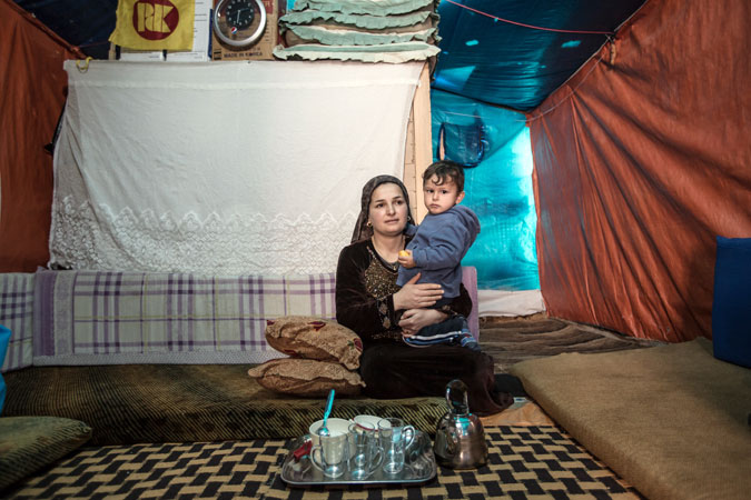 refugee mother and son