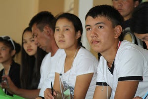 Students take part in an exercise on gender roles and stereotypes. Photo: UN Women/Umutai Dauletova