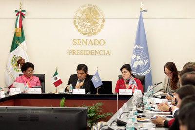 The Executive Director spoke at a special HeForShe event at the Mexican Senate on 4 December. Photo: UN Women/Gustavo Benítez