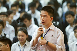 A teenaged boy at Chu Van An high school in Hanoi