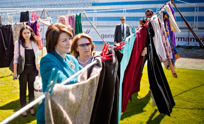 President of Kosovo Atifete Jahjaga donated a dress to the "Thinking of You" art installation.