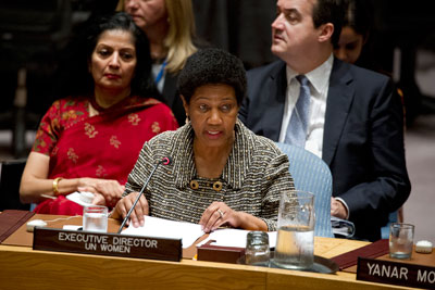 UN Women Executive Director Phumzile Mlambo-Ngcuka speaks at the Open Debate on women, peace and security on 13 October. Photo: UN Women/Ryan Brown