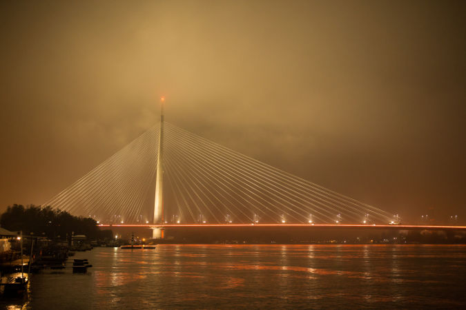 Ada Bridge in Belgrade, Serbia will be lit orange for the entire 16 Days of Activism against Gender-Based Violence. Photo: Branko Starcevic