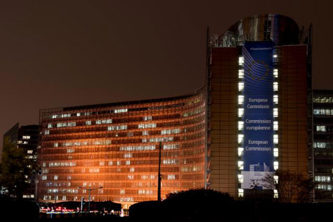 The Berlaymont building in Brussels, Belgium was lit in orange in support of the ‘16 Days of Activism against Gender-Based Violence’ campaign. Photo: European Commission, 2015