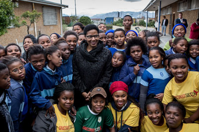 UN Women Executive Director Phumzile Mlambo-Ngcuka visits the United Nations Trust Fund (UNTF) - supported Grassroot Soccer SKILLZ Street intervention at the Yomelela Primary School, Khayalitsha Cape Town   Photo: UN Women/Karin Schermbrucker