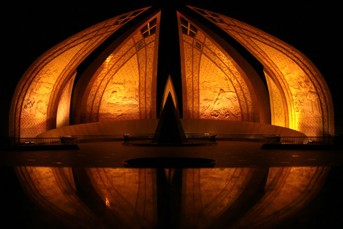 The National Monument of Pakistan was lit in orange on the eve of 25 November 2015, to raise awareness around preventing and eliminating violence against women and girls. Photo: UN Women/Atif Mansoor Khan
