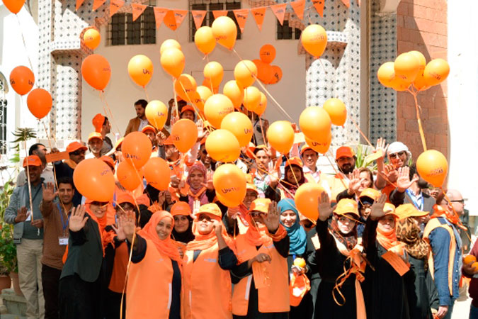 As part of the 16 Days of Activism against Gender-Based Violence, UN Women  in Yemen organized an event to orange the world. Participants released orange balloons with messages of freedom from violence for women and girls. Photo: UN Women/Eman Alawami 
