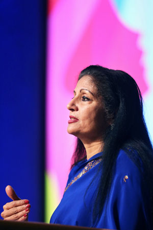 Puri giving speech