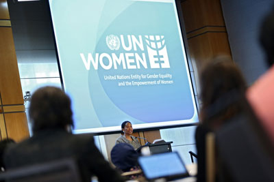 UN Women Executive Director Phumzile Mlambo-Ngcuka delivered opening remarks at the conference. Photo: UN Women/Ryan Brown