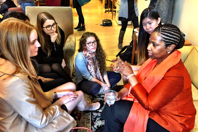 UN Women Executive Director Phumzile Mlambo-Ngcuka speaks with students at the Colloquium on Violence, Intervention, and Agency at Yale University on 6 November. Photo: Mara Lavitt