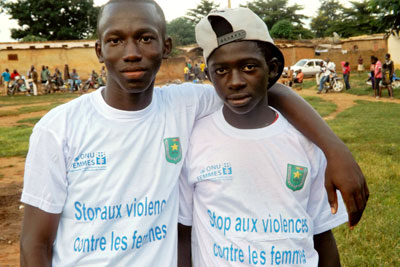 Young boys at the launch of the free hotline for reporting reporting gender-based violence in Mali. Photo: Mali National Police
