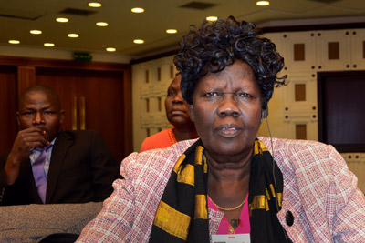 Dr. Priscillah Joseph, founder and Chair of the South Sudan Women’s Peace Network, spoke at the African Union Gender Pre-Summit. Photo: UN Women/Rose Ogola