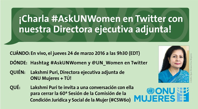 Charla #AskUNWomen en Twitter con nuestra Directora ejectuva adjuncta!