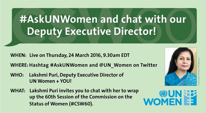 #AskUNWomen and chat with our Deputy Executive Director