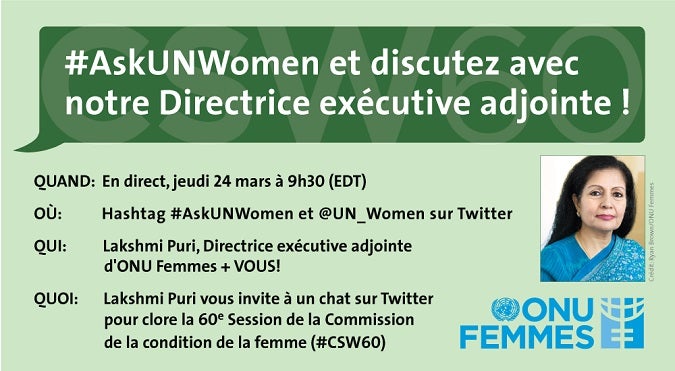 #AskUNWomen et discutez avec notre Directrice executive adjointe