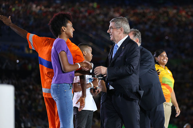 Marcelly Vitória de Mendonça participates in the Closing Ceremony of the 2016 Olympic Games. Photo: IOC/Ian Jones