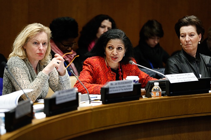 UN Women Deputy Executive Director Lakshmi Puri at the CSW60 side event “Eradicating All Forms of Violence against Women and Girls: Why it Matters for Sustainable Development”. Photo: UN Women/Ryan Brown