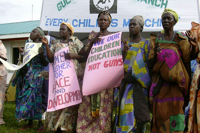 Evelyn Amony and other women at a protest in Gulu, Uganda in 2003. Photo: Erin Baines