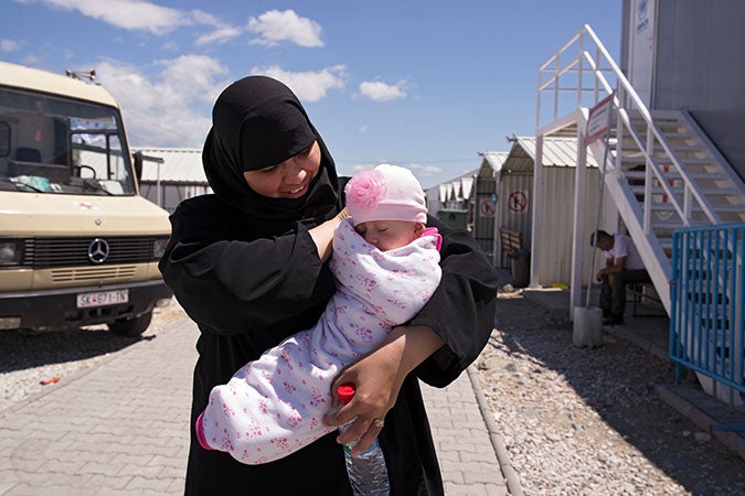  Zanep with her daughter Marija, at Vinojug in July 2016. Photo: UN Women/Ventura Formicone