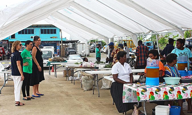The four tents as well as tables and chairs, will provide market vendors with a temporary market space while the market is being rebuilt. Photo: UN Women/Ellie van Baaren