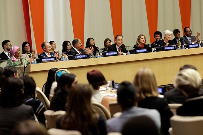 United Nations Secretary-General Ban Ki-moon speaks at the presentation of the first report by the High-Level Panel for Women's Economic Empowerment. Photo: UN Women/Ryan Brown