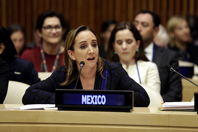 Claudia Ruiz Massieu, Secretary of Foreign Affairs of Mexico speaks at the launch of the "Making Every Woman and Girl Count" initiative. Photo: UN Women/Ryan Brown