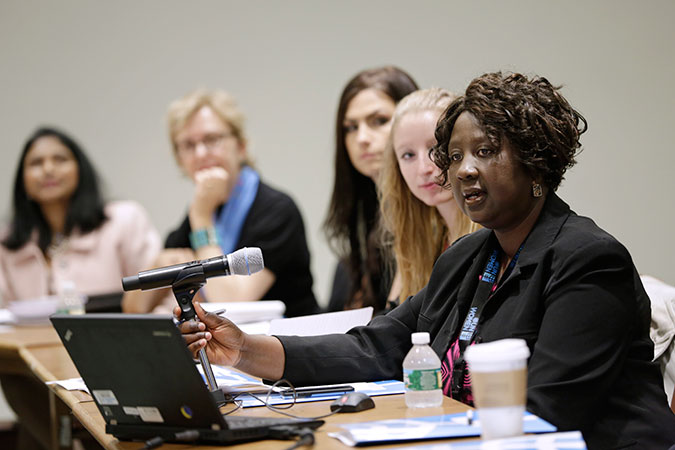 Beatrice Duncan at the at a symposium to discuss the Global Gender Equality Constitutional Database on 6 May in New York. Photo: UN Women/Ryan Brown