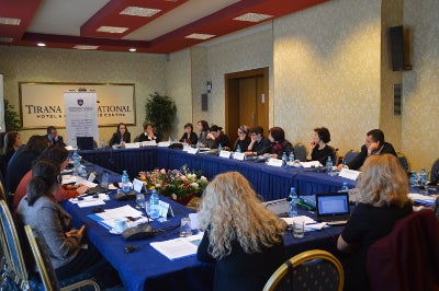 Experts from Bosnia and Herzegovina meet with relevant stakeholders working on drafting the approved regulation in January 2015 in Tirana, Albania. Photo: UN Women/Art Murtezai