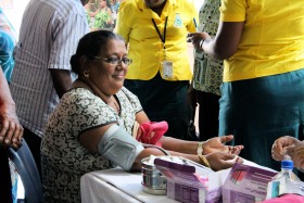 A market vendor gets a free health check during UN Women’s International Day of Rural Women event in Labasa. Photo: UN Women
