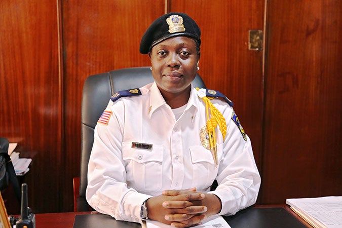 UN Women’s support to Liberia’s security sector programme is helping women officers like Sadatu Reeves acquire new skills and to gain the competences needed to take up leadership positions. Photo: UN Women/Winston Daryoue