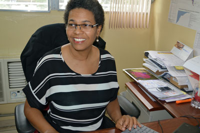 Nadege Beauvil in her Port-au-Prince office. Photo: UN Women/Alide Andral