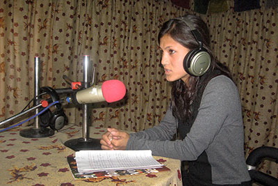 In the Radio Namobuddha studio. Photo Courtesy of Radio Namobuddha